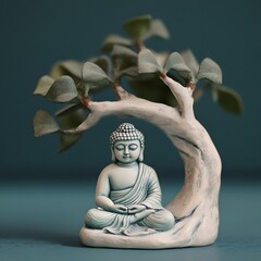 Peaceful Buddha under a Ginkgo Tree