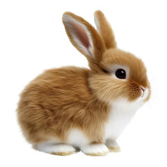 Obraz premium A beautiful brown rabbit sitting gracefully on a soft surface with lush green background for a natural setting isolated on transparent background..