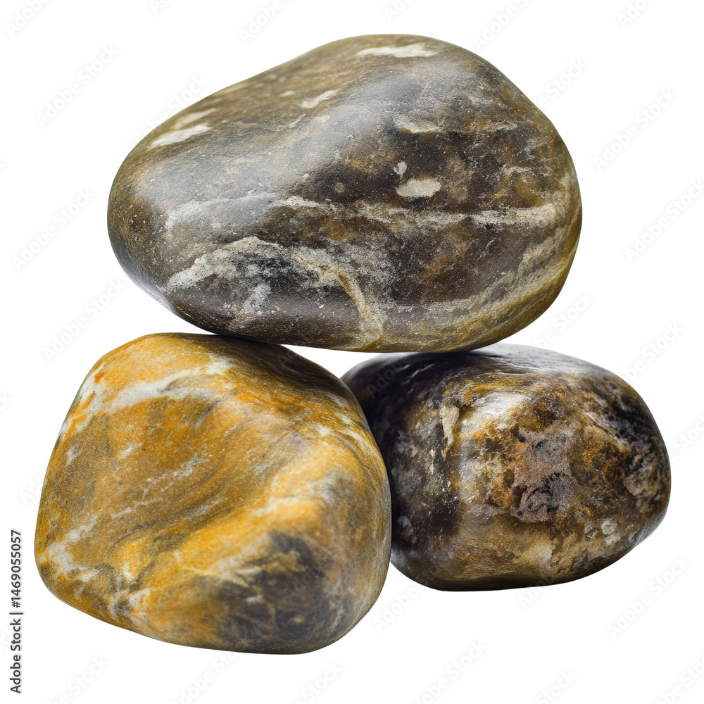 Poster a trio of unique rocks artfully positioned on a jet black background highlighting their natural text