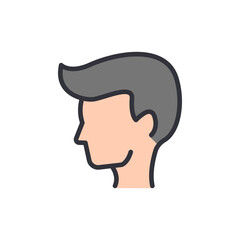 Vector illustration of a male profile with modern hairstyle on dark backdrop