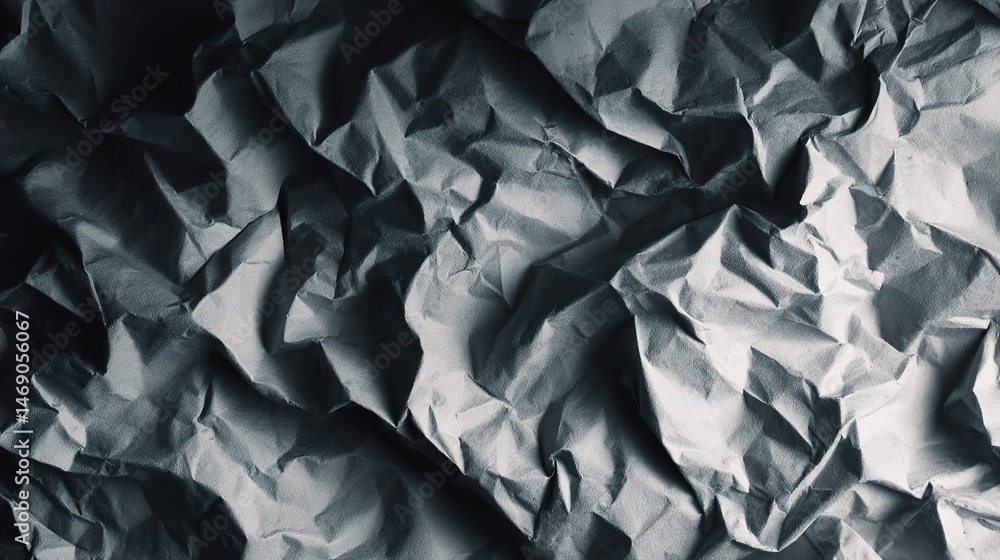 Poster crumpled paper texture with high contrast shadows and depth