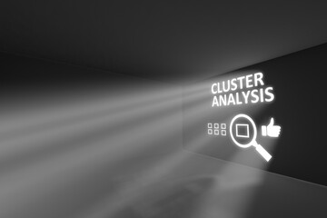 CLUSTER ANALYSIS rays volume light concept 3d illustration