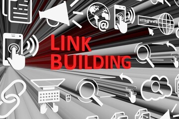 LINK BUILDING concept blurred background 3d render illustration