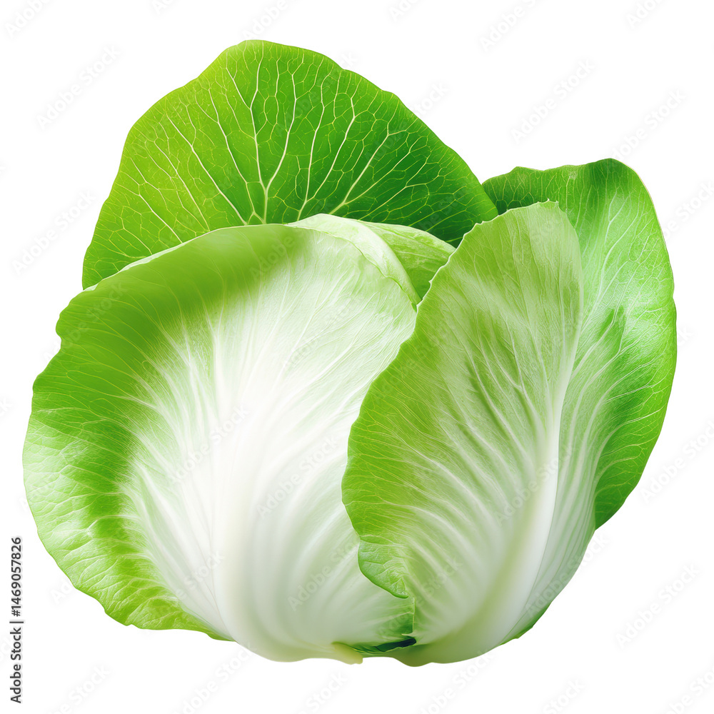 Poster fresh green cabbage with crisp leaves displayed on a white background highlighting its nutritional v