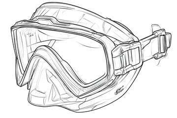 Technical drawing of a diving mask design.