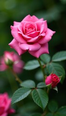 Pink climbing rose blooms profusely on a flowerbed , beauty, rose bush, outdoor