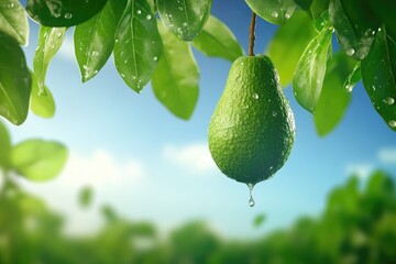 Fresh Avocado on Tree