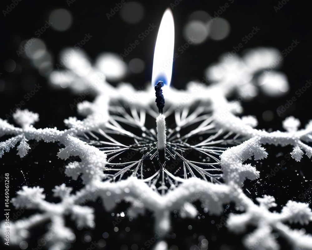 Poster a candle is lit on top of a snowflake