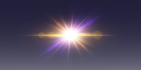 Magic flash of light illumination. Explosion of a bright star.