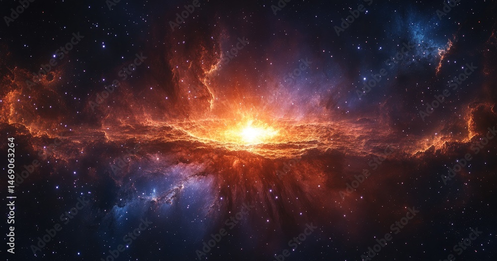 Poster cosmic nebulae display of celestial light and color.