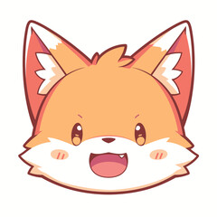 Adorable cartoon fox face with a cute and cheerful expression.