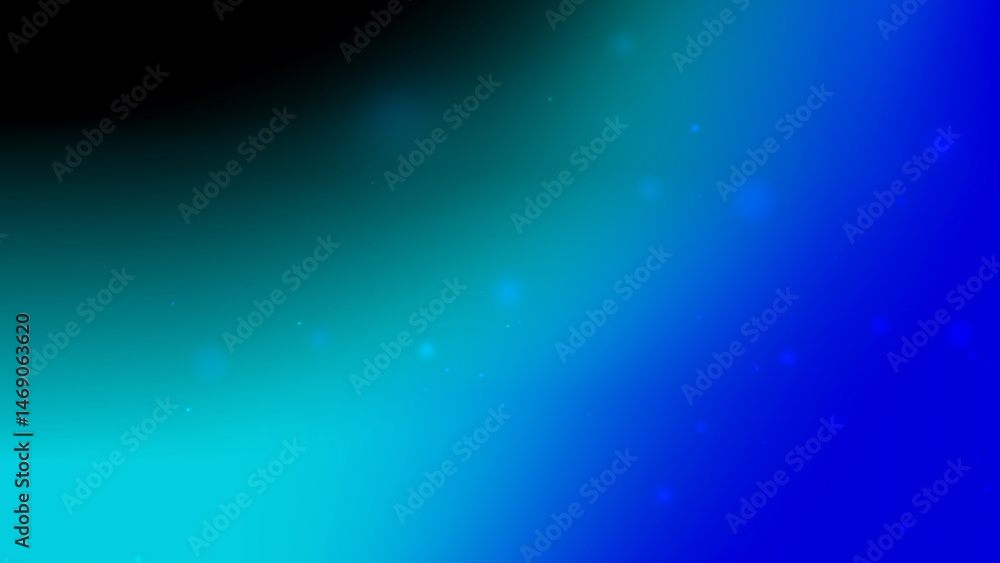 Wall mural horizontal teal blue black gradient background with soft floating particles