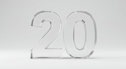 Clear Acrylic Number Twenty on White