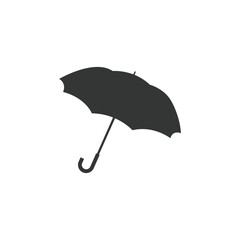 black silhouette umbrella on gray white background.