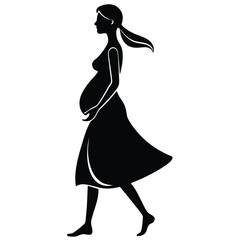 pregnant woman walking gracefully outdoors
