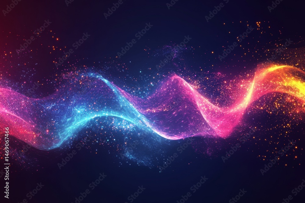 Aufkleber abstract digital design with vibrant particle streams.