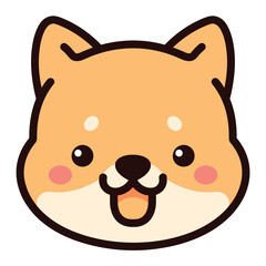 Cute Shiba Inu cartoon head illustration.
