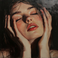 portrait of a young woman with scary face