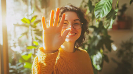 young woman with orange juice
