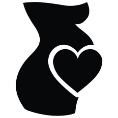 twin pregnancy silhouette with belly and two hearts