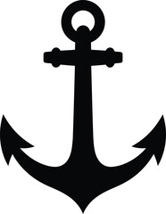 Black Anchor Silhouette: Stability Vector Icon