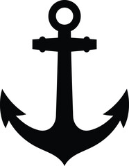 Black Anchor Silhouette: Stability Vector Graphic