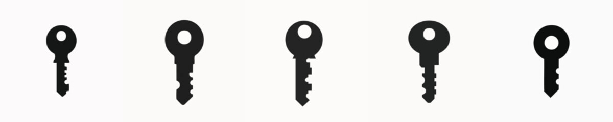 Set of Minimalist Black Key Icons for Security, Lock, and Access Vector Concepts