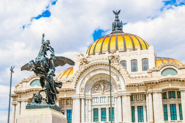 Amazing palace of fine arts architectural masterpiece in Mexico City.