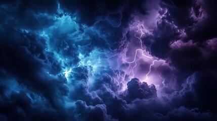 Stunning Electric Storm Clouds with Vibrant Colors and Lightning Bolts in the Sky