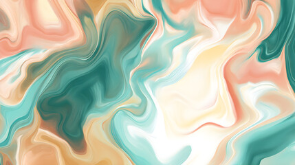 Fototapeta premium Abstract wave background in peach, cream, and teal colors