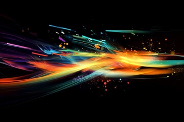 Abstract design with vibrant color streaks and motion blur.