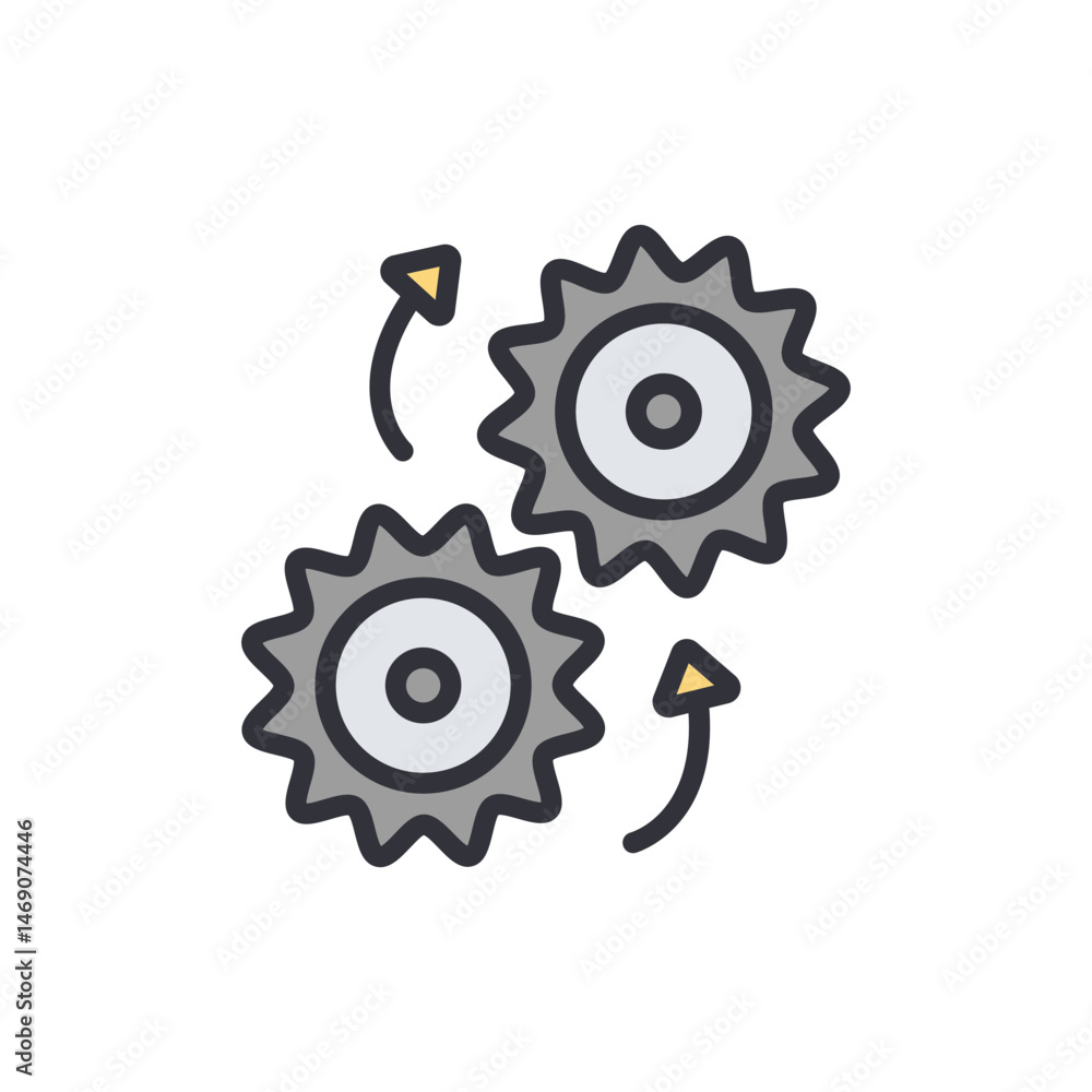 Poster interlocking cogwheels rotating for dynamic mechanical system concept