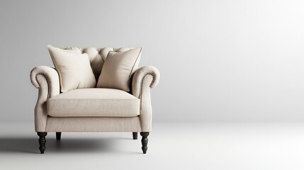 Cream colored armchair, classic style