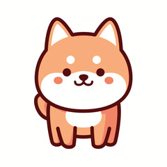 Cute Shiba Inu cartoon dog with a happy expression.