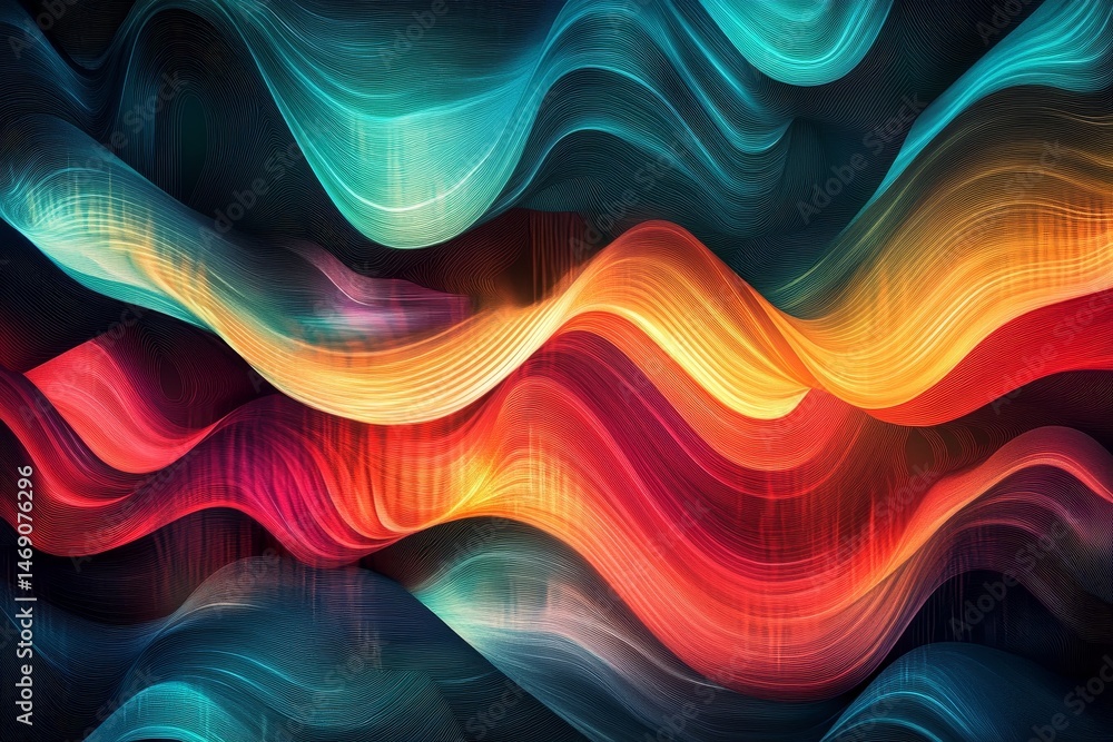 Poster vibrant abstract design with flowing, dynamic lines.