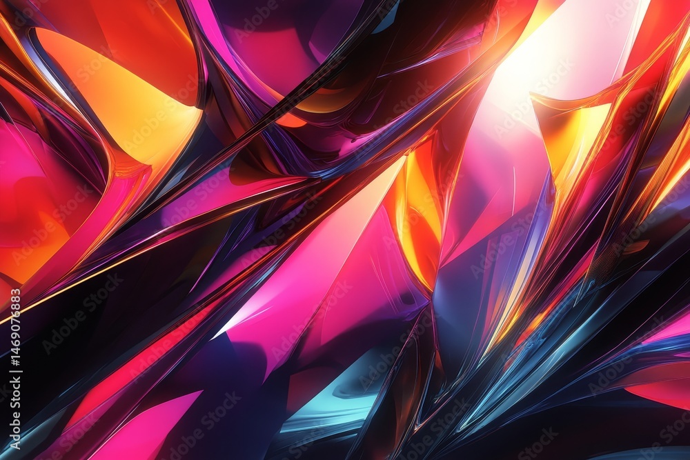 Poster vibrant abstract design with dynamic shapes and colors.
