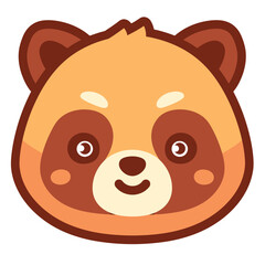 Cute tanuki face with big eyes and smile, isolated on white.