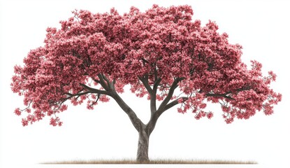 Obraz premium Pink Blossoming Tree on White Background