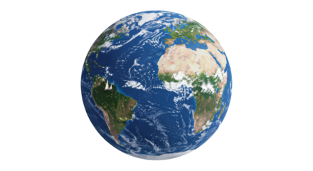 Isolated Planet Earth with Clouds and Ocean