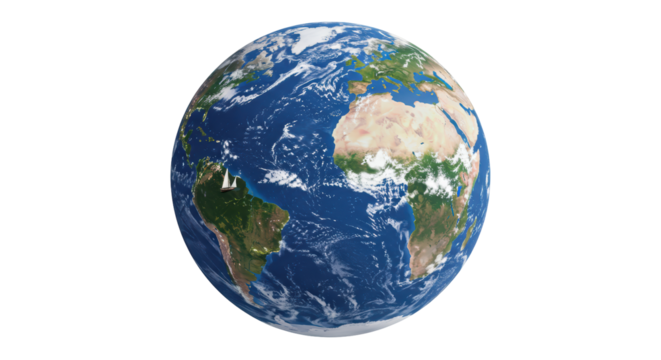 Isolated Planet Earth with Clouds and Ocean