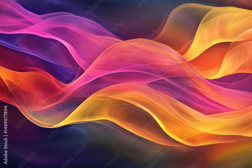 Poster dynamic abstract design with vibrant color waves.