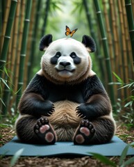 Obraz premium panda eating bamboo