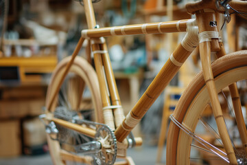 Obraz premium bamboo bicycle frame assembled by hand