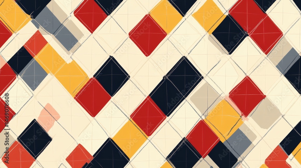 Poster dynamic argyle diamond pattern with vintage colors for creative background design
