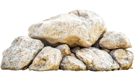 Collection of Rough Natural Rocks and Stones with Textured Surfaces on a Transparent Background