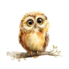 Fototapeta premium Adorable Cartoon Owl Illustration Big Eyes, Soft Features