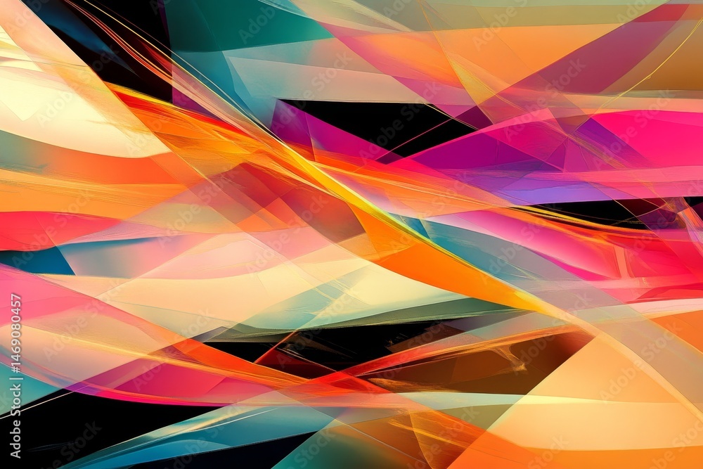 Aufkleber vibrant abstract design with dynamic intersecting shapes.