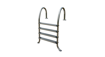 Isolated Chrome Swimming Pool Ladder With Five Steps