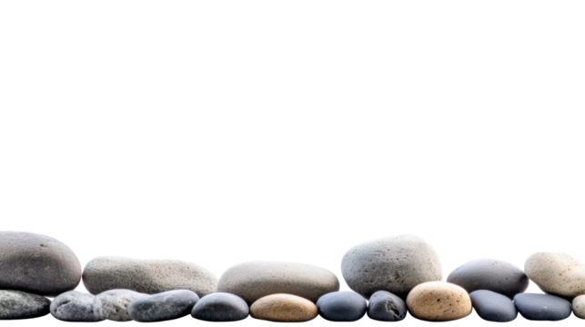 Natural Arrangement of Smooth Stones and Pebbles Isolated on Transparent Background