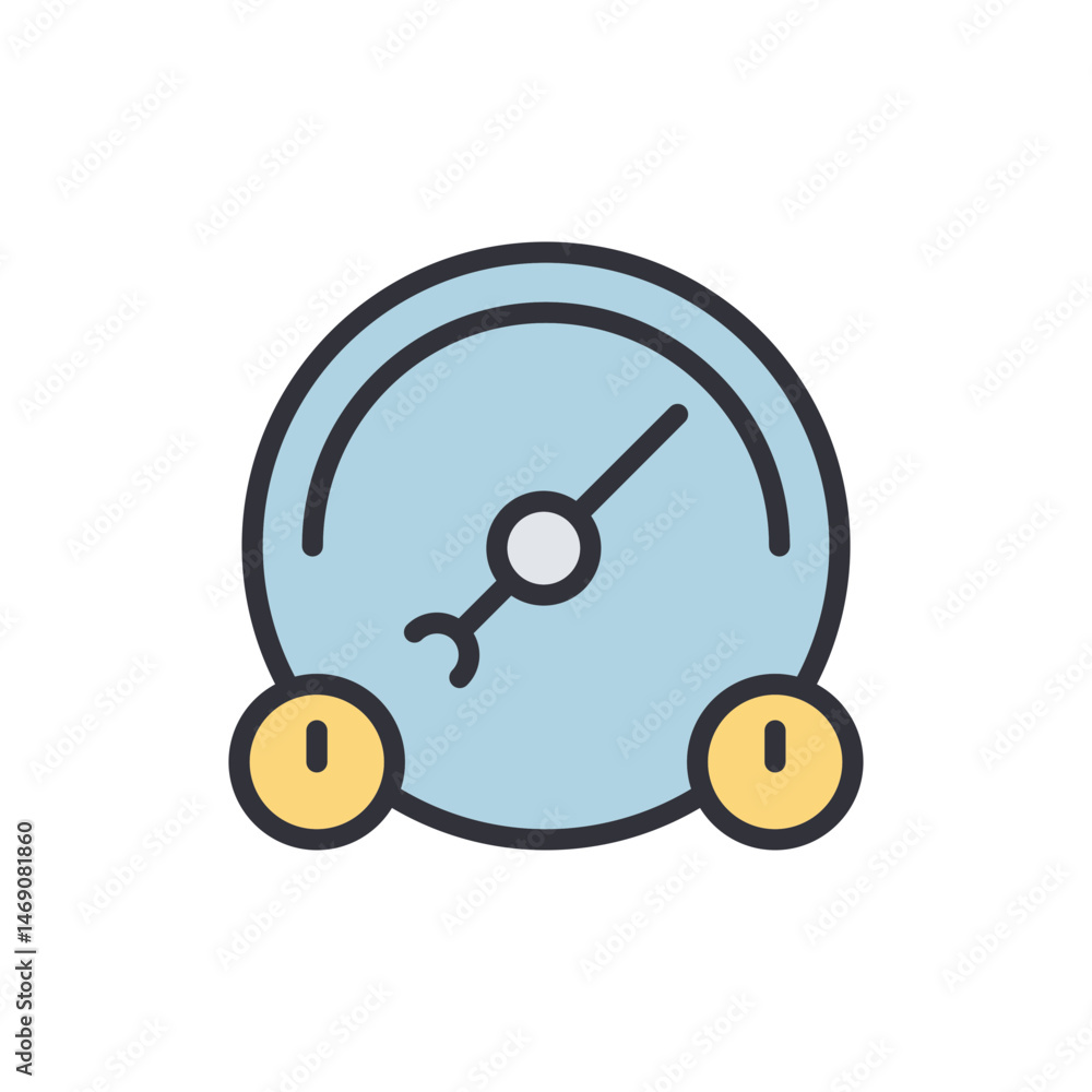 Poster stylized speedometer icon representing vehicle speed or measurement device